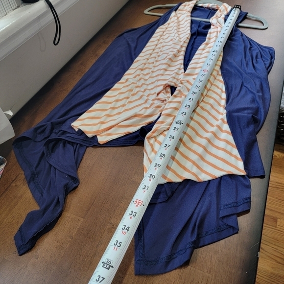 Game Day Girl Stuff Blue duster vest with orange - white stripes Size L - Picture 11 of 15